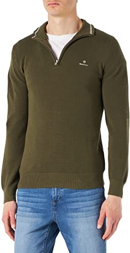 GANT Herren Cotton Pique Halfzip Pullover, Juniper Green, M EU