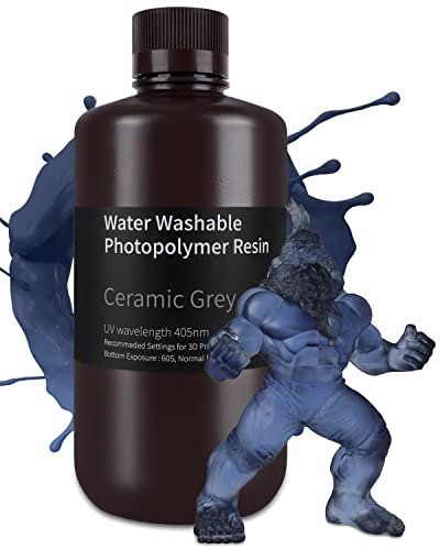 ELEGOO Resin Wasser Abwaschbar 1000g Rauchiges Schwarz, 405nm LCD UV-Härtung 3D Drucker Resin Water Washable Resin für MSLA/LCD/DLP Resin 3D Drucker