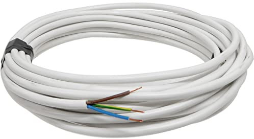 3 Core 0.75mm Flex Round Cable White Flexible 3183Y Wire for Lighting and Extension Leads - 10 Metre