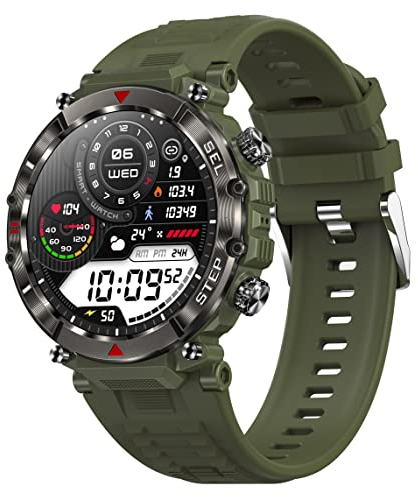 Sportuhren Herren Outdoor Smartwatch Herren mit Telefonfunktion Fitnessuhr Herren mit Blutdruckmessung Wasserdicht Schrittzähler Uhr Militär 100+ Sportmodi Tactical Watch Military Smart Watch