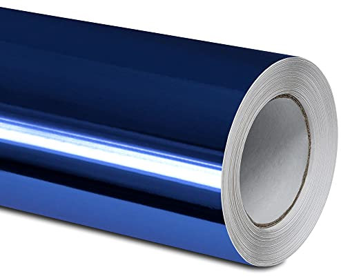 Folindo® Blau Chrom Autofolie (13€/m²) | 300 x 152 cm | Selbstklebende Luftkanal 3D Folie zur Auto Folierung | Blasenfrei