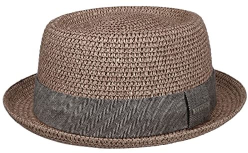 Stetson Strohhut Pork Pie Robstown Toyo Sonnenhut Damen Herren Strandhut Fedora Hut aus Toyo-Stroh Sonnenschutz 40 Frühjahr Sommer Altrosa XL (60-61 cm)