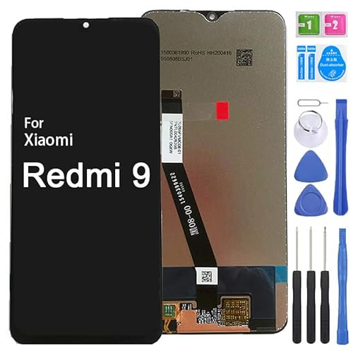 iYAiYO Pantalla Digitalizador Pantalla Táctil Reemplazo Compatible con Xiaomi Redmi 9 M2004J19G, M2004J19C Pantalla Completa con Herramientas-Negro
