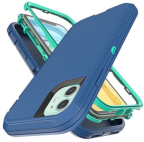 YmhxcY for iPhone 12 and iPhone 12 Pro Case [No Screen Protector] Shockproof Dropproof Dust-Proof Drop Proof 3-Layer Durable Phone Case Cover for iPhone 12/12 Pro 6.1-Blue/Turquoise