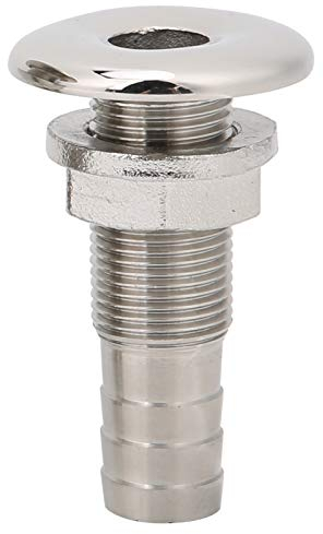 Tissting Thru Hull Fitting, 3/8in 58mm Through Hull Boat Fittings 316 Stainless Steel Marine Straight Water Drain Outlet Plumbing Valve Hose Thru Drain Connector for Boat, Yachts