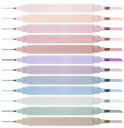 Dacono Ästhetische Textmarker, 12 Stück Assorted Colors No Bleed Dry Fast Easy to Hold, Pastell Marker Stifte für Office Supplies Journal Bibel Planer Notes School