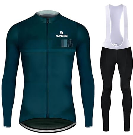 NUNOMO Herren Radsportanzüge mit Thermofleecefutter Langarm Winter Radtrikot Set Radfahren Kleidung Langärmeliges Fahrradtrikot Fahrradhose mit Sitzpolster + Gel Pad9D (B3,L)