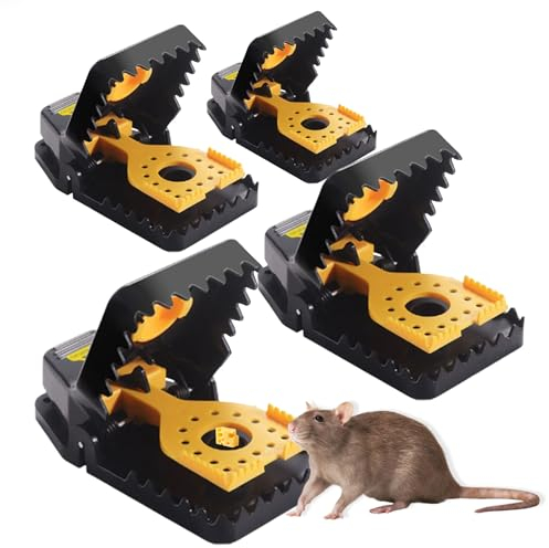 Dutreg Mausefallen Schlagfallen, 4er Wiederverwendbar Mäusefalle Schlagfalle, Effizient Profi Rattenfalle Für Innen Haus Küche, Draußen Garten(Klein)