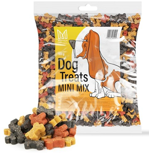 MERSJO Snack per Cani - 500 g di Cibo Asciutto, Delizioso per Allenare la Carne Delicatamente Essiccata - Adatto per Tutte le Razze e Dimensioni, Mix