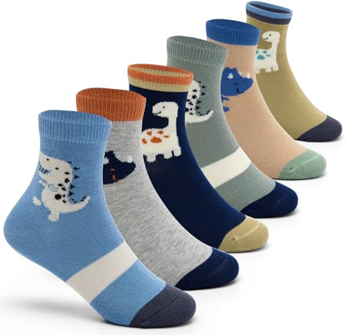 Aisyee 6 Paires Chaussettes Enfant Garçon Coton Sans Couture Toute Saison | Respirantes, douces, confortables, renforts talons/pointes, maintien, élastiques, légères, pour école, loisirs, quotidien
