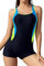 SHEKINI Costume da bagno intero da donna con schiena incrociata, sportivo, snello, da surf, taglia unica, da spiaggia, Blu scuro S, M