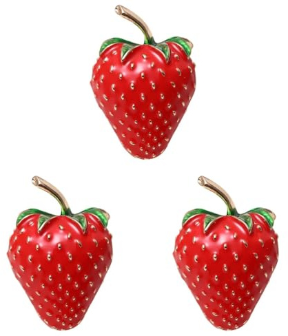 CALLARON Erdbeer Brosche 3 Stück Kreative Erdbeer Corsage Anstecknadeln Für Mädchen Kinder Kleidung Schals Taschen Dekorative Brustnadel Accessoires