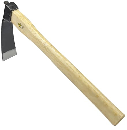 Zappa stretta resistente da 35,5 cm, senza saldatura, in acciaio al carbonio giapponese, con manico in legno di quercia, zappa da giardino per scavare, diserbo e piantare
