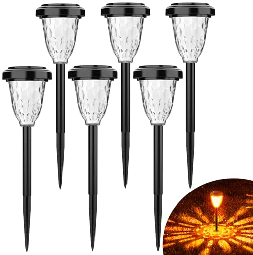 FIFlying Solarlampen für Außen, 6 Stück LED Solarleuchten Garten Deko, IP65 Wasserdichte Terrasse Solarlampe für Rasen, Hof, Wege, Garten, Außen, Beleuchtung der Garageneinfahrt - 9cm Durchmesser