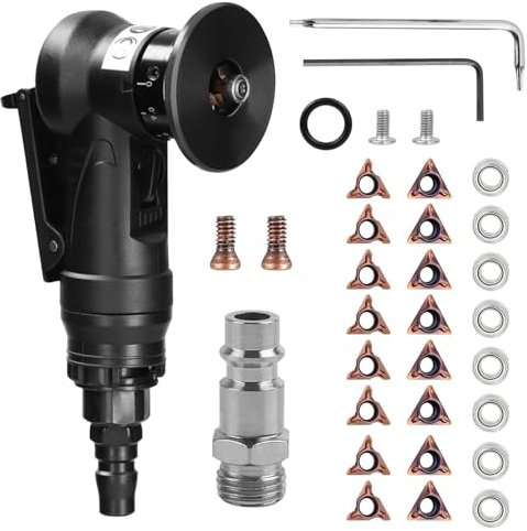 Smussatrice Pneumatica, Mini Smussatore Ad Aria Portatile per Metalli Sbavatore per Rifilatura di Bave 30000 Giri/Min Smussatura ad Arco a 45°