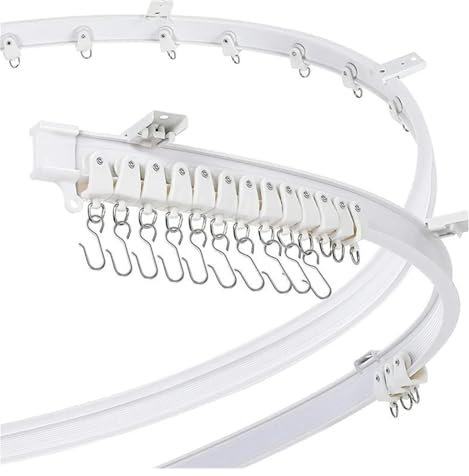 Flexible Vorhangschiene, Deckenhalterung, leise, biegsam, Vorhangschiene, Türvorhang, Tür-Schiene, mit Hakenzubehör (3 m), 1–5 m