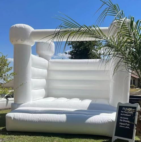 Bouncy House for Fun Jumper Castle, Kids Birthday Decotation Children's Day Gift - 10FT White Bounce House with Air Blower