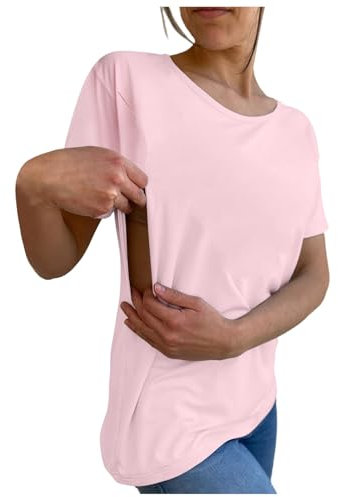 MNRIUOCII Damen Stillshirt Kurzarm Umstandsshirt Stillen Stillfreundliches T-Shirt mit Reißverschluss Mama's Boobery Always On Tap Oberteil Elegant Schwangere Nursing Tops
