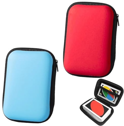 MXHBSTP 2 PCS Playing Card Case, Playing Card Box Holder, Playing Deck Card Cases Trading Card Storage Box, Card Game Holder Case Protects Cards from Moisture and Dust(Red, Blue)