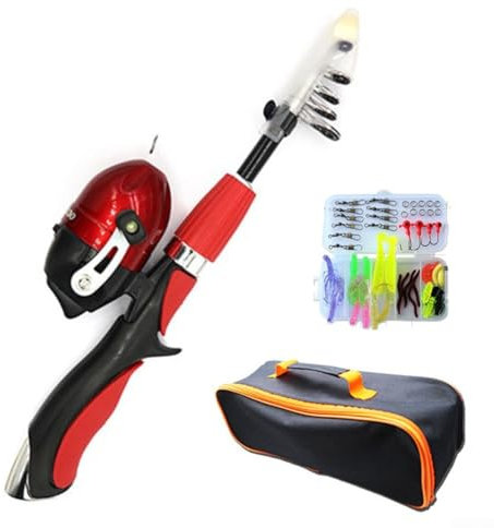 Zoegneer Ensemble de canne à pêche pour enfants - Moulinet de pêche parent-enfant pour parent-enfant (rouge)