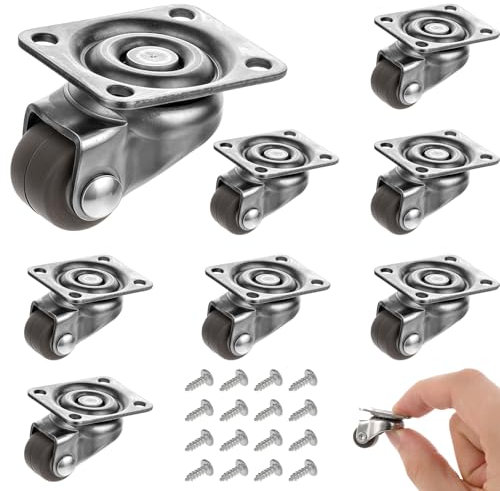 8 Stück 12MM Kleine Lenkrollen, 360 Grad Lenkrollen Set, Lenkrollen mit Kugellager für Kleine Möbel, Küchengeräte, Wischeimer, Geräuschlos