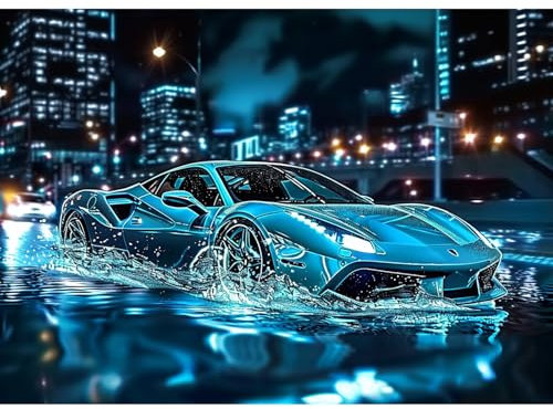 CEOVR Peinture Diamant Adulte Voiture de Sport 5D Diamond Painting Complet,5D DIY Painting Diamant Kits,30x40 cm,Voiture et Ville
