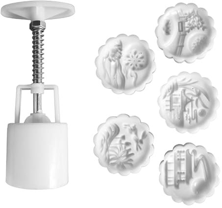 woloveqian Kitchen Mooncakes - Juego de moldes para tartas de luna, diseño delicado, moldes para manualidades, prensa manual para pasteles de luna