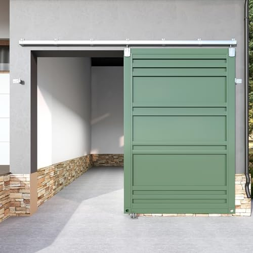 HARDJULAN 10FT Heavy-Duty Galvanized Exterior Sliding Barn Door Hardware