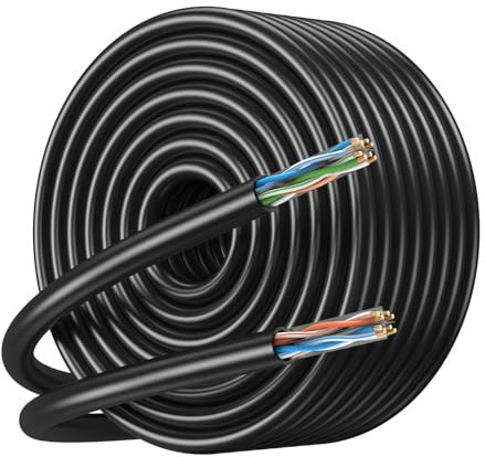 JARNHNG Cable Ethernet Cat 6 de 100 m, cable de red LAN de alta velocidad, cable de Internet Cat 6, 1 Gbps, 250 MHz, AWG24 UTP CCA (100 m), color negro