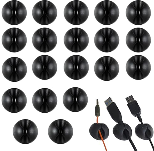 QhgPnt 20pcs Car Cable Clips, Cable Clips Holders, Adhesive Silicone Desk Tidy Organizer, Charging Cord Cable Management， Suitable For Home, Office, Car, Wall And Desk (black)