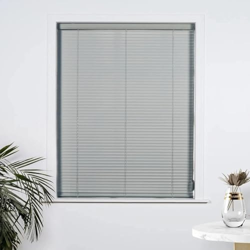 Mini Jalousien für Innen Fenster, 25 mm Aluminium Venetianer, Blickdicht individuell mit 4-in-1-Zugsystem – Einfache Montage für Zuhause Büro oder Bad(Grau)