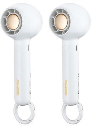 GEEPAS Rechargeable Fan - Pack of 2 | Mini Portable USB Fan for Travel Camping Office Outdoor Women Men | Handheld 1200mAh 2 Speeds, 4Hr Run Time | Ultra Quiet 125gm Lightweight Design | White