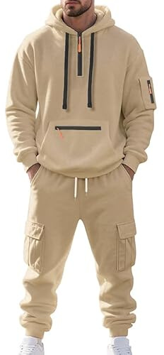 MEDUOLA Herren Kapuzenpullover und Hose 2-teiliges Set, Y2K Street Style Hoodie und Jogginghose Set, Herren pullover mit Taschen Trainingsanzüge