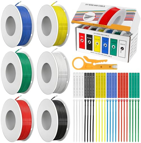 18AWG 0,75mm² Elektronik Elektrischer Draht Kabel kit 6 Farbe Spule 8 Meter Each 18 awg draht verzinntes kupfer litzen Für DIY RC-Flugzeuge Lampen Haushaltsgeräte Messgeräte usw.