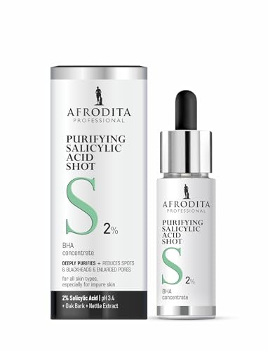 Afrodita Professional Salicylsäure Serum 2% BHA, Porenreiniger gegen Mitesser & Unreinheiten, Peeling-Serum in leichter Gel-Textur, mit Eichenrinde & Brennnessel, ohne Paraffin/Silikone, 30 ml