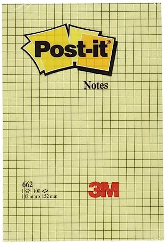 Post-it Notes im Großformat, Gelb, Raster, 6 Blöcke 101 mm x 152 mm, 100 Blatt pro Block - Selbstklebende Notizzettel zum Notieren, für To-Do-Listen und als Erinnerung