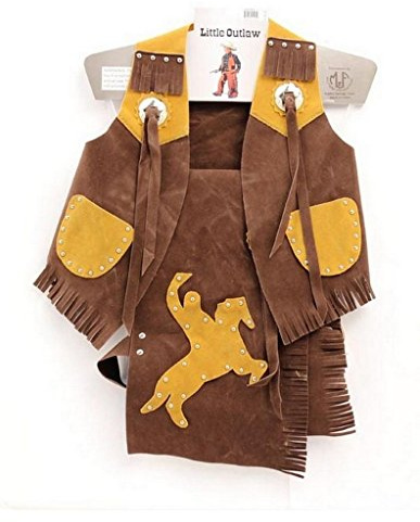 M & F Western Boys' Faux Suede Vest and Chaps Set Brown Large