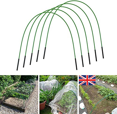Gardening Naturally Large Flexible Green Garden Cloche Crop Protection Hoops (Pack of 8 & 16 Anchors) H:600 x W:1.2m (H:2ft x W:4ft)