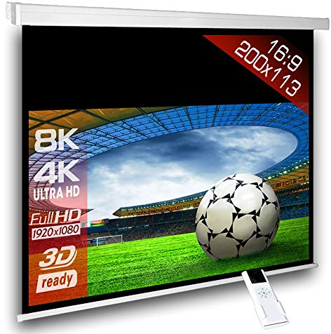 SlenderLine Écran de projection motorisé 200 x 159 (194 x 109) cm 16:9 - Longueur du boîtier 230 cm / avec télécommande / HDTV / 3D / 4K / Écran de projection pour home cinéma & présentations