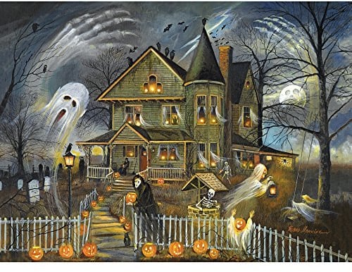 Bits and Pieces - 1000 Piece Jigsaw Puzzle Age 13+ for Adults - Haunted Haven - 1000 pc Halloween Jack-O-Lanterns Jigsaw by Artist Ruane Manning