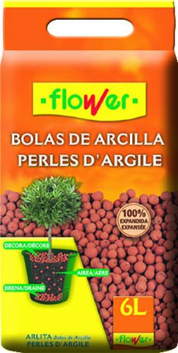 Flower - Bolas de Arcilla Expandida, 6 l, Color Rojo