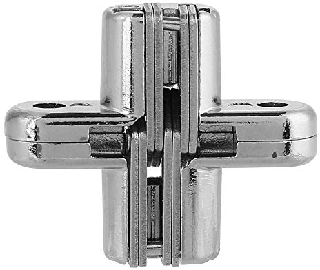 180 Degree Zinc Alloy Hidden Hinges Invisible Concealed Cross Door Hinge Easy Installation Furniture Cabinet Kit for Folding Doors Folding Tables (Small)