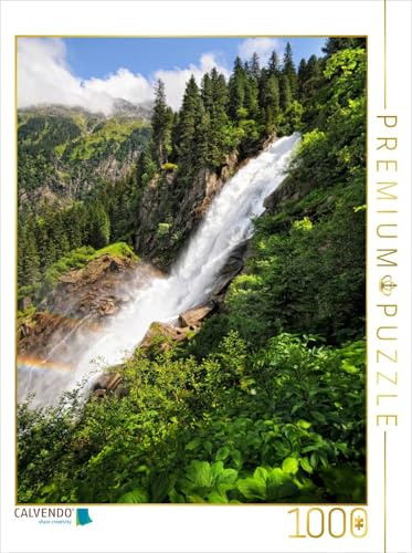 CALVENDO Puzzle Krimmler Wasserfall mit Regenbogen. Hohe Tauern im Salzburger Land Österreich. | 1000 Teile Lege-Größe 48 x 64 cm Foto-Puzzle für glückliche Stunden
