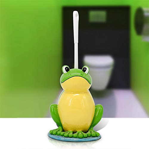 LOHOX WC-Bürste und Halter, umweltfreundliches Harz 360-Grad-Bürstenkopf Happy Prince Frog WC-Wäscher-Set, für Badezimmer WC (grün)