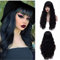 Mildiso Perücke Damenperücke Lang Schwarz Locken Perücken mit pony Natürlich Wig/Für Frauen Alltag Anime Cosplay Kostümparty Halloween Karneval 001E