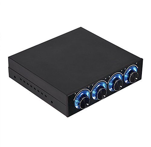 Controlador de Velocidad del Ventilador de la PC, Ajustador del disipador de Calor del Ventilador de enfriamiento de la computadora de 4 Canales para PC con LED Azul