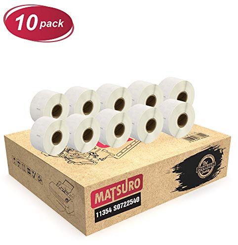 Matsuro Original Kompatible Etikettenrollen für DYMO 11354 S0722540 | 57 x 32 mm Thermoetiketten | 1000 Etiketten pro Rolle | 10er Pack