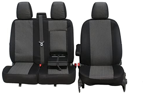 Kegel-Blazusiak Sitzbezüge für Ford Transit ab 2014 und ab 2019, Schwarz, Grau, Polyester, Chiffon, Passend für Lieferwagen, Neuheit, Maßgeschneiderte Passform, Für Sitzheizung Geeignet
