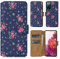 32nd Floral Series 2.0 - Design PU Leather Book Wallet Case Cover for Samsung Galaxy S20 FE 5G (Fan Edition), Designer Flower Pattern Wallet Style Flip Case With Card Slots - Vintage Rose Indigo