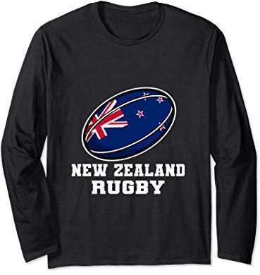 New Zealand Rugby Trikot Neuseeland Flagge Rugby Fan Langarmshirt